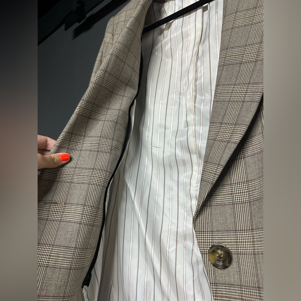 NWOT Veronica Beard Long and Lean Dickey Jacket Brown Multi Plaid 8 - Picture 5 of 6